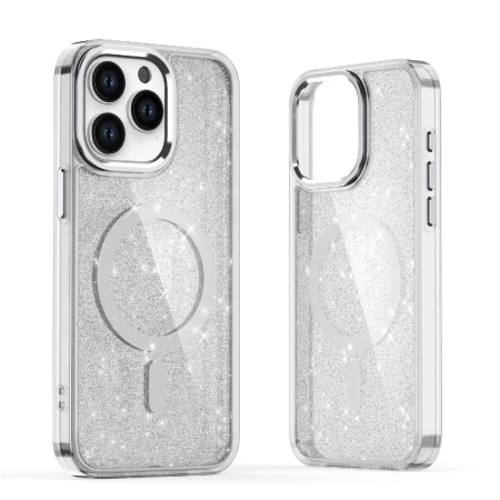 Etui brokatowe Glitter Case z MagSafe na Samsung Galaxy S25 Edge - białe