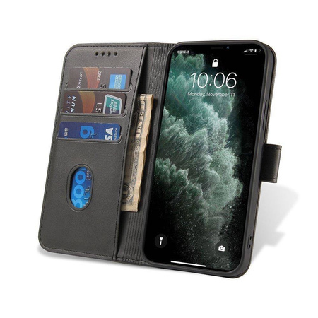 Magnet Case elegancki futerał etui pokrowiec z klapką i funkcją podstawki Motorola Moto G 2022 czarny
