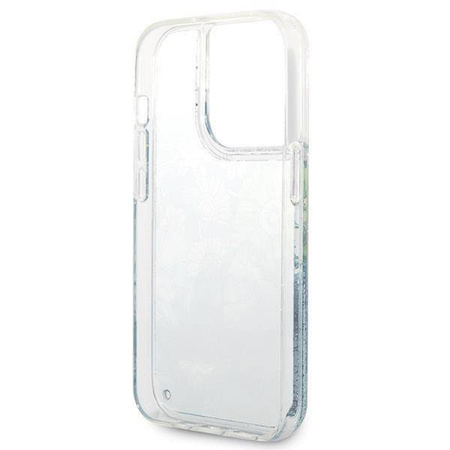 Guess Liquid Glitter Flower – Etui iPhone 14 Pro (zielony)