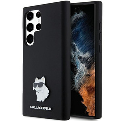 Oryginalne Etui KARL LAGERFELD hardcase Silicone Choupette Metal Pin KLHCS24LSMHCNPK do Samsung Galaxy S24 Ultra czarny
