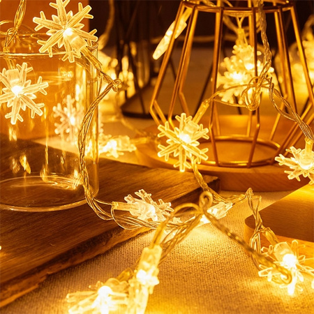Lampki choinkowe LED snowflake/star - 3m/20 lampek ciepłe białe/warm white zasilane bat. 3xAA EHD-LS04