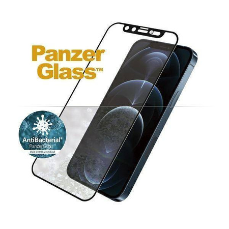 Szkło Hartowane 5D IPHONE 12 PRO MAX PanzerGlass E2E Microfracture CamSlider Swarovsky Case Friendly AntiBacterial czarne