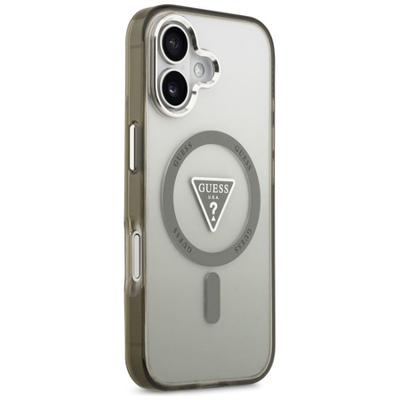 Guess Nakładka Magsafe IML Gradient Case With Print Triangle Logo & Silver Metal Camera Buttons Do iPhone 17 Khaki