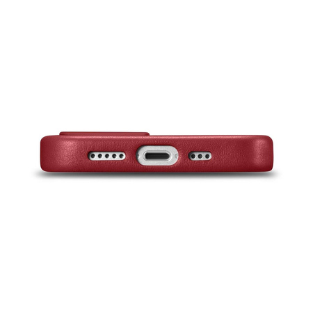 iCarer Case Leather genuine leather case cover for iPhone 14 Plus red (MagSafe compatible)