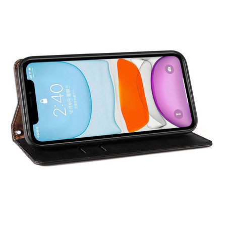 Magnet Strap Case für iPhone 12 Tasche Wallet + Mini Lanyard Pendant Schwarz