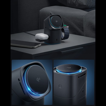 SPIGEN ESSENTIAL EF223MS 3IN1 QI2 ROTARY MAGNETIC MAGSAFE WIRELESS CHARGER BLACK