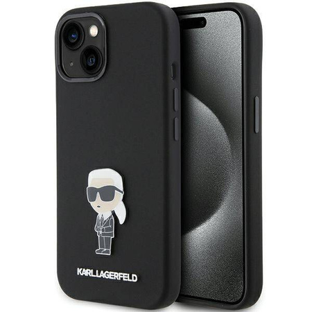 Etui Karl Lagerfeld Silicone Ikonik Metal Pin na iPhone 15 - czarne