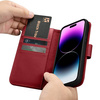 iCarer Wallet Case 2in1 etui iPhone 14 Pro Max skórzany pokrowiec z klapką Anti-RFID czerwony (WMI14220728-RD)