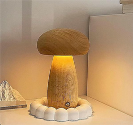 Lampka nocna GRZYBEK Art Deco jasne drewno MTWTHN
