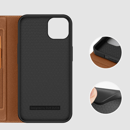 Dux Ducis Skin X2 Hülle für iPhone 14 Plus Hülle mit Magnetklappe braun