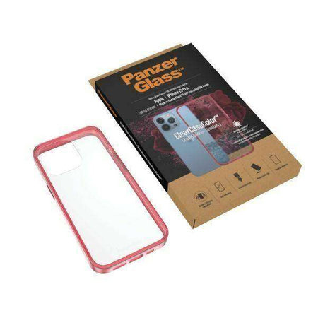 Case IPHONE 13 PRO PanzerGlass ClearCase Antibacterial Military (0340) Grade Strawberry
