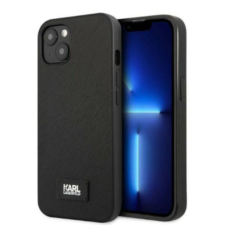 Original Handyhülle IPHONE 13 MINI Karl Lagerfeld Hardcase Saffiano Plaque schwarz