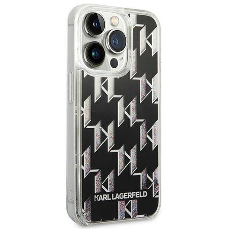 Original Handyhülle IPHONE 14 PRO MAX Karl Lagerfeld Hardcase Liquid Glitter Monogram (KLHCP14XLMNMK) schwarz