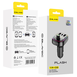 Blavec Transmiter FM Flash TR-03 MP3, Bluetooth - 2xUSB + Typ C - PD 30W QC3.0 18W (TFMFTR03-B) czarny