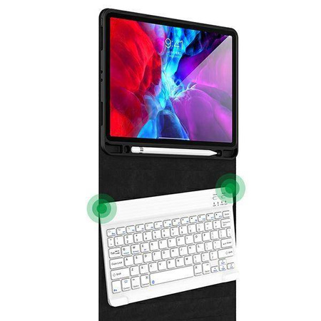 Etui APPLE IPAD AIR 10.9 2020 USAMS Winro Keyboard biała klawiatura (IP109YRU02) zielone