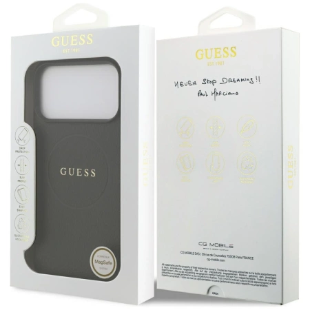 Etui Guess Grained Ring MagSafe do iPhone 17 Pro Max - czarne