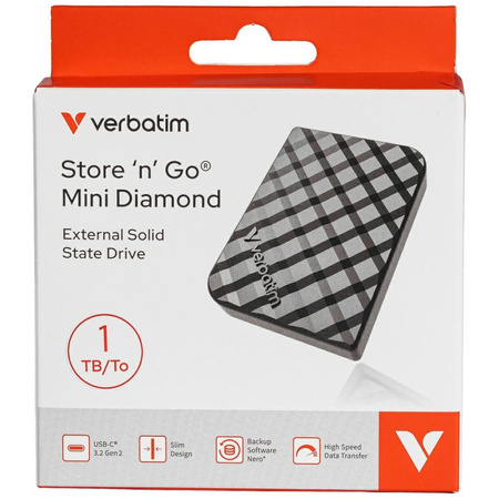 Dysk zewnętrzny Verbatim Mini Diamond     SSD 1TB USB-C 3.2 Gen czarny 32025