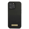 Original Handyhülle IPHONE 13 PRO MAX Guess Hard Case Silicone Logo Plate MagSafe (GUHMP13XSPLK) schwarz