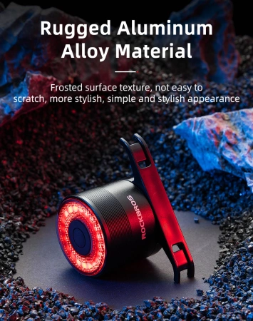 Rockbros Q3 Rear Bike Light with Smart Stop System - Black