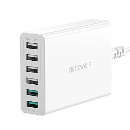 Ładowarka 6x USB Blitzwolf BW-S15, QC 3.0, 60W (biały)