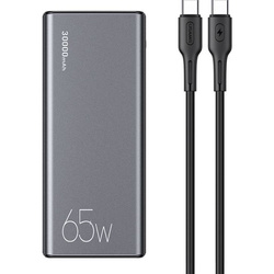 Powerbank 30000mAh  65W 2x QC3.0 USB + USB-C PD + Kabel USB-C - USB-C USAMS PB59 szary