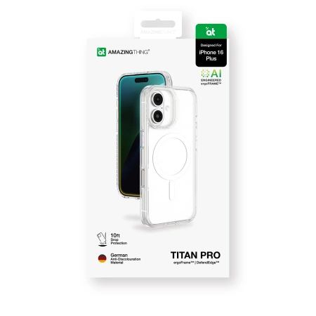AmazingThing Titan Pro Mag Case mit Magnetring für iPhone 16 Plus - Transparent