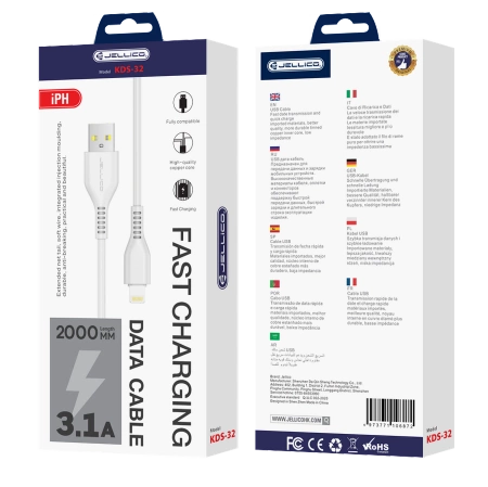 JELLICO cable KDS-32 Lightning USB 3.1A 2M White