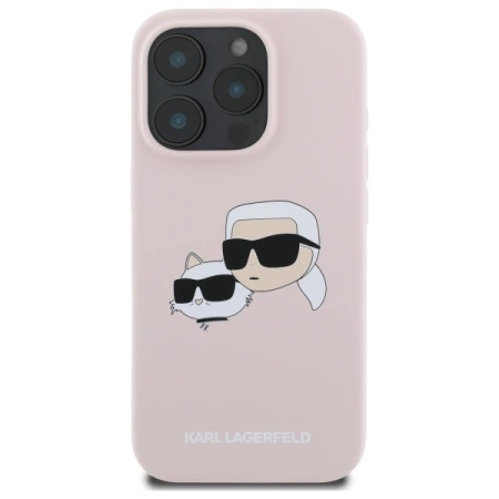 Etui Karl Lagerfeld Silicone nauble Heads Print MagSafe na iPhone 16 Pro Max - różowe