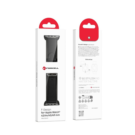 Pasek do Apple Watch Forcell F-Design FA20 magnetyczny skóra ekologiczna 42 / 44 / 45 / 49 mm czarny