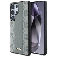 DKNY Leder-MagSafe-Hülle mit Karomuster für Samsung Galaxy S25 Ultra, Grau