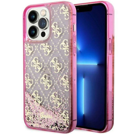 Guess, GUHCP14XLC4PSGP iPhone 14 Pro Max 6,7" rosa/rosa Hardcase Liquid Glitter 4G Transculent