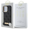 Original Handyhülle IPHONE 16 PRO MAX Guess Hardcase 4G Logo Plate MagSafe (GUHMP16XU4GPRK) schwarz