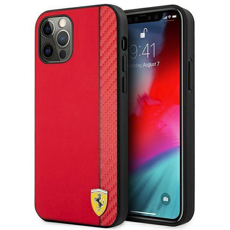 Ferrari FESAXHCP12MRE iPhone 12/12 Pro 6,1" czerwony/red hardcase On Track Carbon Stripe
