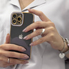 Fashion Case etui do iPhone 12 żelowy pokrowiec ze złotą ramką czerwony