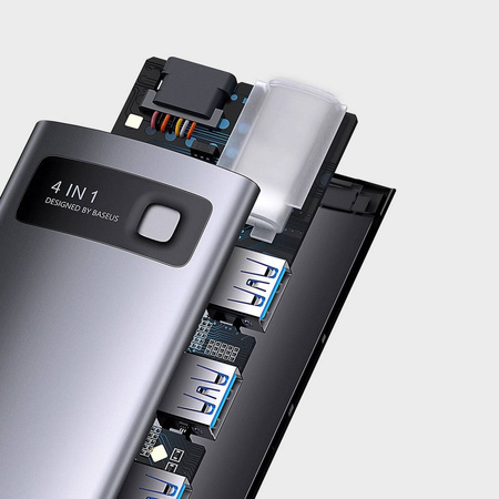 Baseus Metal Gleam Series 4 in 1 HUB Dockingstation USB Typ C – 4 x USB 3.2 Gen. 1 (WKWG070013)