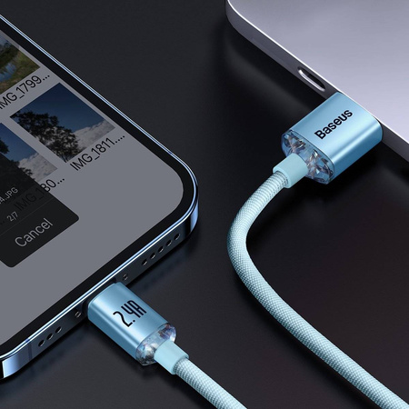 Baseus Crystal Shine Series USB cable - Lightning 2,4A 20W 1,2m blue (CAJY001103)