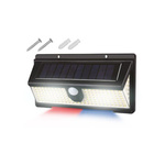 Lampa ścienna solarna 172 LED SMD białe18 SMD niebiesko-czerwone, czujnik zmierzchu 2000lm PIR IP65 2400mAh