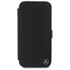 Oryginalne Etui IPHONE 16 Mercedes Bookcase Leather Wood Imitation (MEBKP16S23RBGVK) czarne