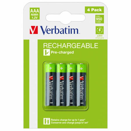 Verbatim Akumulator NiMH AAA 950mAh       Premium HR03 4szt czarny/black 49514
