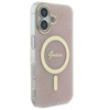 Original Handyhülle IPHONE 16 Guess Hardcase IML 4G MagSafe (GUHMP16SH4STP) rosa