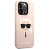 Original Handyhülle IPHONE 14 PRO Karl Lagerfeld Hardcase Silicone Karl`s Head hell-pink