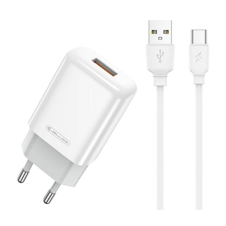Ładowarka Sieciowa 2.4A USB + Kabel USB - USB-C Jellico EU01 białe