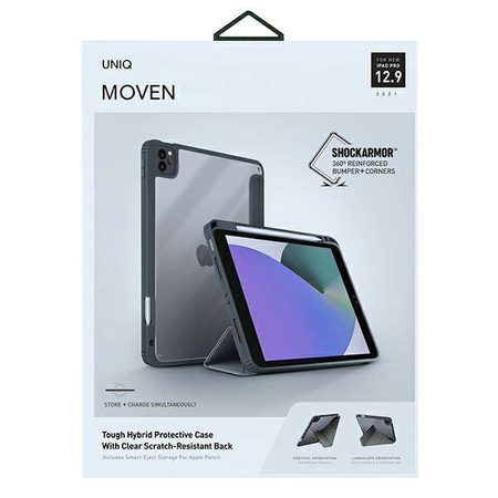 UNIQ etui Moven iPad Pro 12,9" (2021) Antimicrobial szary/charcoal grey