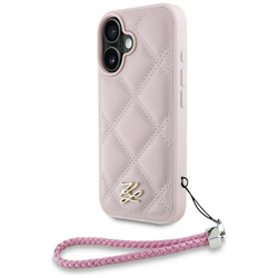 Oryginalne Etui IPHONE 16 Karl Lagerfeld Quilted Initial Logo & Chain Strap różowe