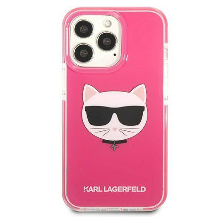Original Handyhülle IPHONE 13 PRO Karl Lagerfeld Hardcase Choupette Head (KLHCP13LTPECPI) rosa