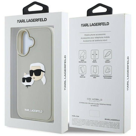 Etui IPHONE 16 Karl Lagerfeld HC 3D Rubber Double Heads beżowe