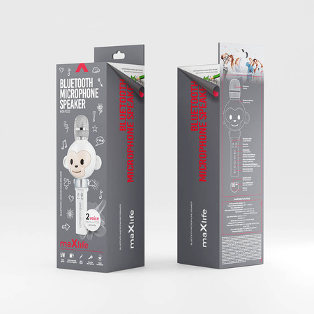 Maxlife mikrofon z głośnikiem Bluetooth Animal MX-100 biały