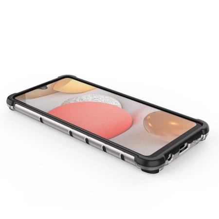 Honeycomb Handyhülle Schutzhülle mit TPU Rahmen für Samsung Galaxy A42 5G schwarz