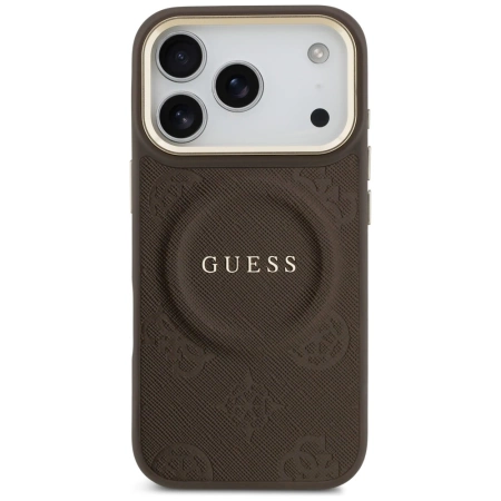 Etui Guess Peony Hot Stamp MagSafe na iPhone 17 Pro - brązowe