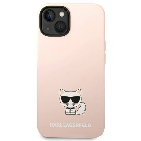 Original Handyhülle IPHONE 14 PLUS Karl Lagerfeld Hardcase Silicone Choupette Body (KLHCP14MSLCTPI) hell-pink